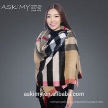 Ladies winter 100% wool plaid scarf